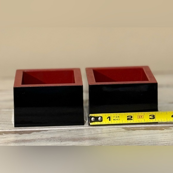 SET of 2 Japanese Masu Sake Cup 3-1/8” Square Black Lacquer Kotobuki JAPAN MADE - Picture 2 of 6